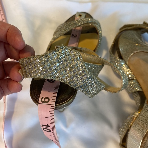 Jimmy Choo Silver Glitter Platform Stiletto Strappy Sandals - Picture 11 of 13